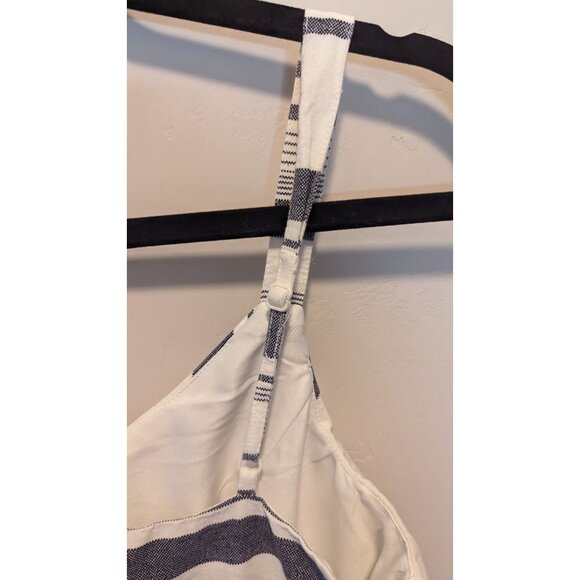 Striped White & Navy Sleeveless Dress With Adjustable Straps & Back Zipper Small - Picture 6 of 7